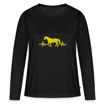 Heartbeat - Étalon Cheval Jument Ross Equestrian - T-shirt manches longues Premium bio Femme - noir - Devant - Julia (174cm)