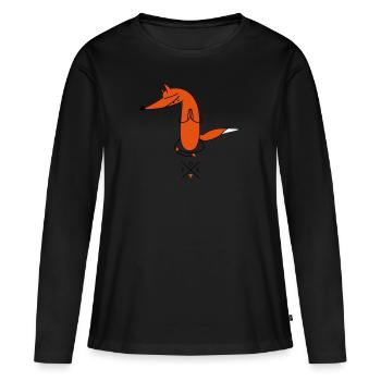 schlauer Yogi - Frauen Premium Bio Langarmshirt - Schwarz - Vorne - Julia (174cm)