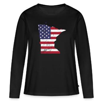 Minnesota - T-shirt manches longues Premium bio Femme - noir - Devant - Julia (174cm)