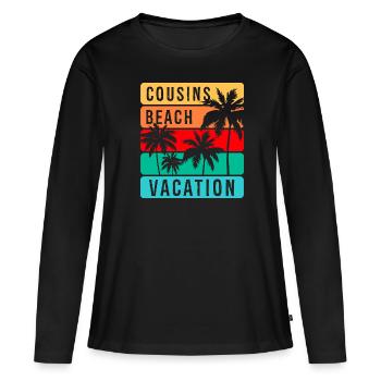 Plage de Cousins - T-shirt manches longues Premium bio Femme - noir - Devant - Julia (174cm)