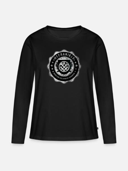 Mechaniker, Handwerkswappen - Frauen Premium Bio Langarmshirt - Schwarz