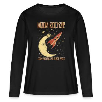 Moon Rocket Vintage - Women's Premium Organic Long Sleeve Shirt - black - Front - Julia (174cm)