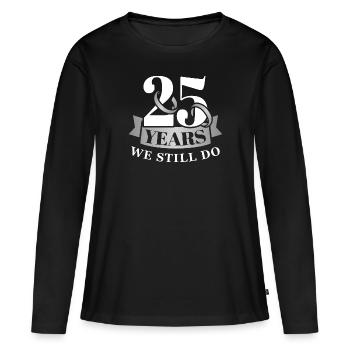Anniversaire de mariage en argent - T-shirt manches longues Premium bio Femme - noir - Devant - Julia (174cm)