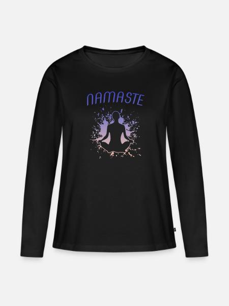 namaste - Frauen Premium Bio Langarmshirt - Schwarz