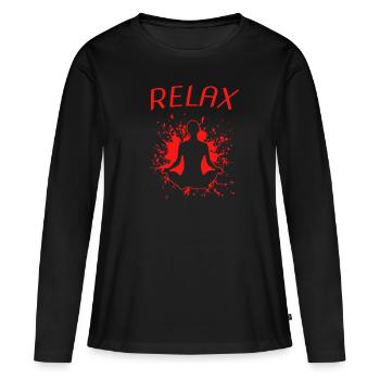 RELAX - Frauen Premium Bio Langarmshirt - Schwarz - Vorne - Julia (174cm)