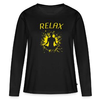 relax - Frauen Premium Bio Langarmshirt - Schwarz - Vorne - Julia (174cm)