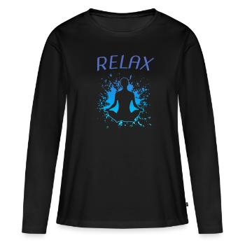 Yoga Relax - Frauen Premium Bio Langarmshirt - Schwarz - Vorne - Julia (174cm)