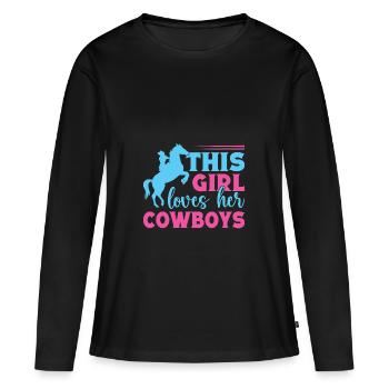 Western Rider Cette fille aime ses cow-boys Cowgirls - T-shirt manches longues Premium bio Femme - noir - Devant - Julia (174cm)