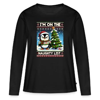 Anti Noël Grumpy Pingouin Noël Grouch - T-shirt manches longues Premium bio Femme - noir - Devant - Julia (174cm)