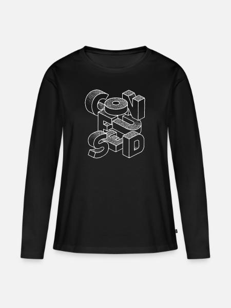 verwirrt - Frauen Premium Bio Langarmshirt - Schwarz