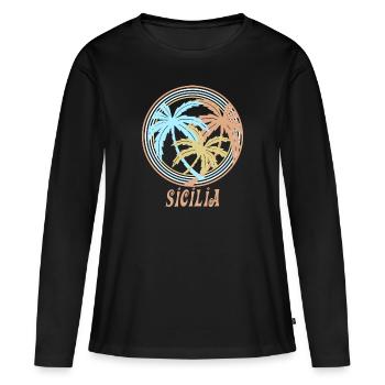 Sicile - T-shirt manches longues Premium bio Femme - noir - Devant - Julia (174cm)