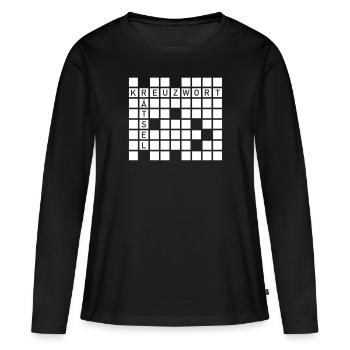 Mots croisés - T-shirt manches longues Premium bio Femme - noir - Devant - Julia (174cm)