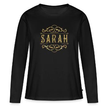 Sarah or - T-shirt manches longues Premium bio Femme - noir - Devant - Julia (174cm)