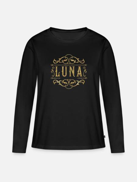 Luna gold - Frauen Premium Bio Langarmshirt - Schwarz