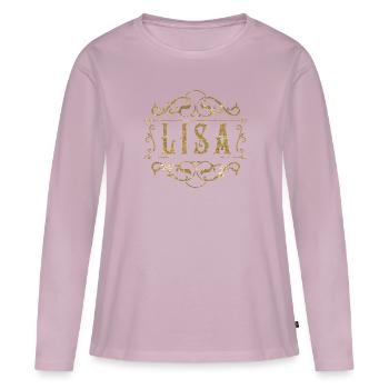 Lisa or - T-shirt manches longues Premium bio Femme - rose poudré - Devant - Julia (174cm)
