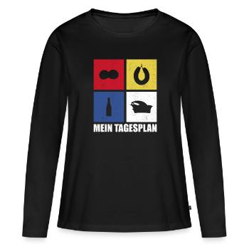 Mainz Mein Tagesplan Fastnacht Karneval - Frauen Premium Bio Langarmshirt - Schwarz - Vorne - Julia (174cm)