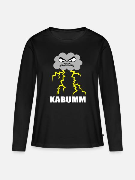 Blitz, Donner, Wetter, Gewitter, Zorn, Wut, Krach - Frauen Premium Bio Langarmshirt - Schwarz