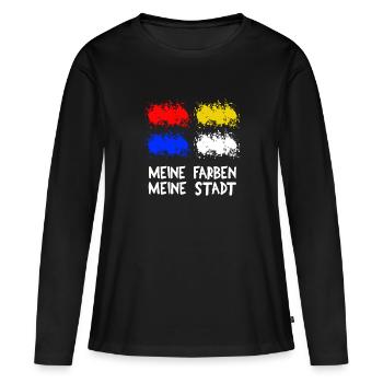 Mainz Fastnacht Farben Meine Stadt - Frauen Premium Bio Langarmshirt - Schwarz - Vorne - Julia (174cm)
