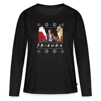Friends X-Mas Santa Monica Gürteltier - Frauen Premium Bio Langarmshirt - Schwarz - Vorne - Julia (174cm)