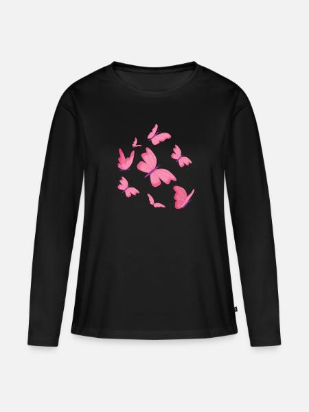 Schmetterlinge Schmetterling Design - Frauen Premium Bio Langarmshirt - Schwarz