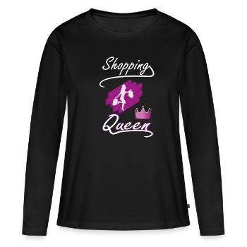 Shopping birthday Queen- Frauen Einkaufen Spruch - Frauen Premium Bio Langarmshirt - Schwarz - Vorne - Julia (174cm)