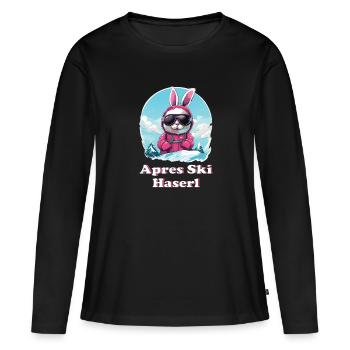 Apres Ski Haserl Party skifahrerin Trinken - Frauen Premium Bio Langarmshirt - Schwarz - Vorne - Julia (174cm)