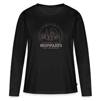 Harry Potter Poudlard Noël - T-shirt manches longues Premium bio Femme - noir - Devant - Julia (174cm)