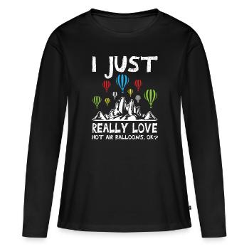 Montgolfières - T-shirt manches longues Premium bio Femme - noir - Devant - Julia (174cm)