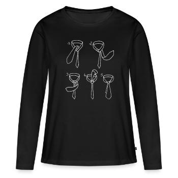 Wie man einen Krawattenknoten macht - Frauen Premium Bio Langarmshirt - Schwarz - Vorne - Julia (174cm)