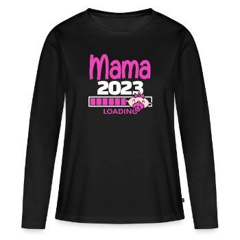 Mama 2023 loading - Frauen Premium Bio Langarmshirt - Schwarz - Vorne - Julia (174cm)