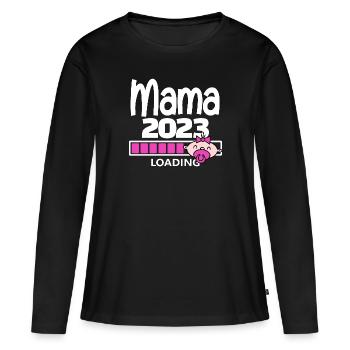 Mama 2023 loading - Frauen Premium Bio Langarmshirt - Schwarz - Vorne - Julia (174cm)