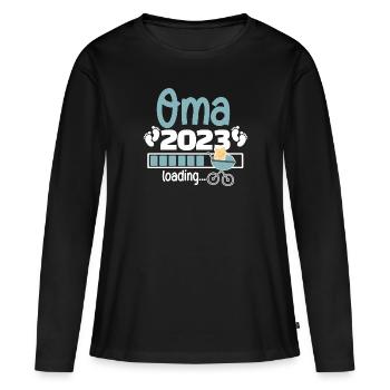 Oma 2023 loading - Frauen Premium Bio Langarmshirt - Schwarz - Vorne - Julia (174cm)