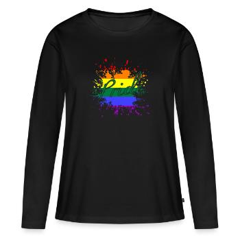 LGBTQ, Regenbogen, Pride, CSD - Frauen Premium Bio Langarmshirt - Schwarz - Vorne - Julia (174cm)