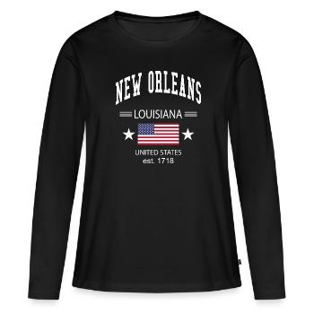 Nouvelle-Orléans - T-shirt manches longues Premium bio Femme - noir - Devant - Julia (174cm)