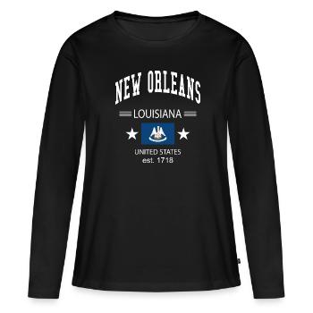 Nouvelle-Orléans - T-shirt manches longues Premium bio Femme - noir - Devant - Julia (174cm)