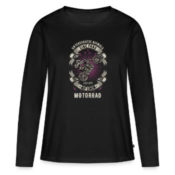 Bikerin Motorradfahrerin Bike Bikes Frau Bikergirl - Frauen Premium Bio Langarmshirt - Schwarz - Vorne - Julia (174cm)
