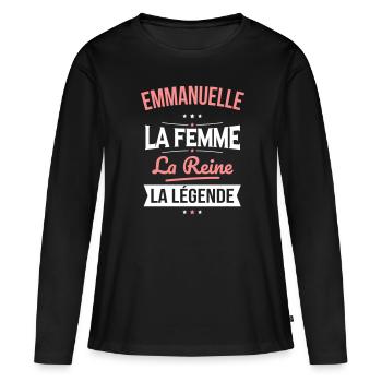 Emmanuelle - La Femme - La Reine - La Légende - T-shirt manches longues Premium bio Femme - noir - Devant - Julia (174cm)