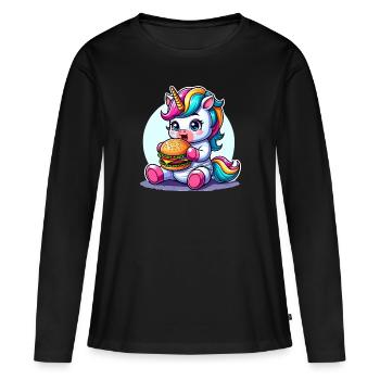 Colles Licorne T-shirt - T-shirt manches longues Premium bio Femme - noir - Devant - Julia (174cm)