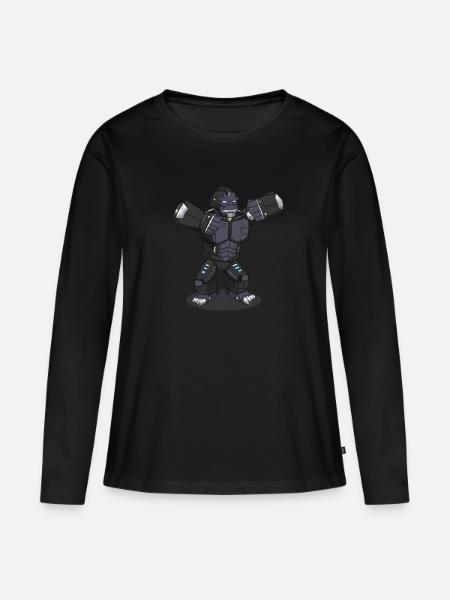 Robo Gorilla Roboter - Frauen Premium Bio Langarmshirt - Schwarz