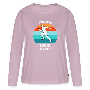 Faire du jogging - T-shirt manches longues Premium bio Femme - rose poudré - Devant - Julia (174cm)