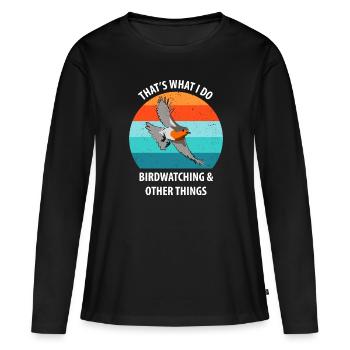 Observation des oiseaux Observation des oiseaux Observation des oiseaux - T-shirt manches longues Premium bio Femme - noir - Devant - Julia (174cm)