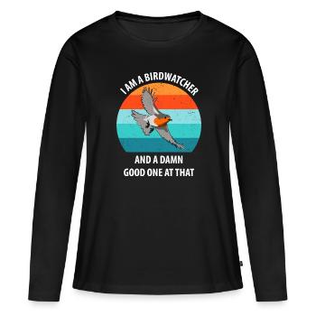 Observation des oiseaux Observation des oiseaux Observation des oiseaux - T-shirt manches longues Premium bio Femme - noir - Devant - Julia (174cm)