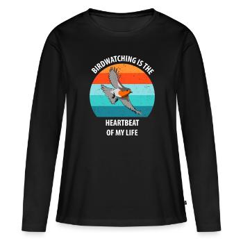 Observation des oiseaux Observation des oiseaux Observation des oiseaux - T-shirt manches longues Premium bio Femme - noir - Devant - Julia (174cm)