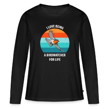 Observation des oiseaux Observation des oiseaux Observation des oiseaux - T-shirt manches longues Premium bio Femme - noir - Devant - Julia (174cm)