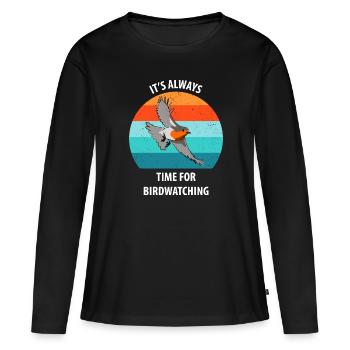 Observation des oiseaux Observation des oiseaux Observation des oiseaux - T-shirt manches longues Premium bio Femme - noir - Devant - Julia (174cm)