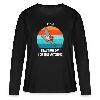 Observation des oiseaux Observation des oiseaux Observation des oiseaux - T-shirt manches longues Premium bio Femme - noir - Devant - Julia (174cm)