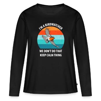 Observation des oiseaux Observation des oiseaux Observation des oiseaux - T-shirt manches longues Premium bio Femme - noir - Devant - Julia (174cm)