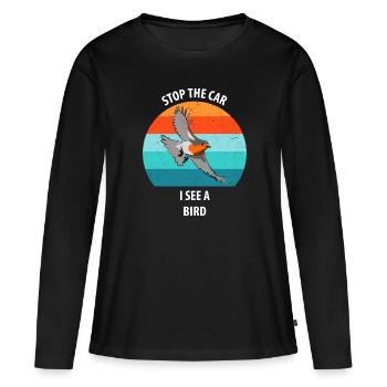 Observation des oiseaux Observation des oiseaux Observation des oiseaux - T-shirt manches longues Premium bio Femme - noir - Devant - Julia (174cm)