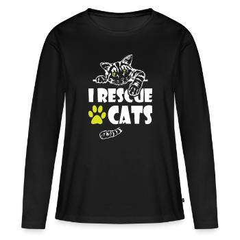 Je sauve des chats - T-shirt manches longues Premium bio Femme - noir - Devant - Julia (174cm)