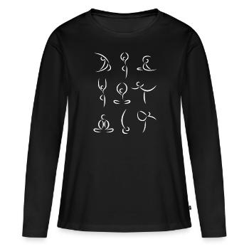 Positions YOGA - T-shirt manches longues Premium bio Femme - noir - Devant - Julia (174cm)